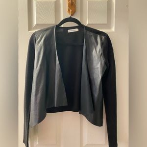 black leathered and soft fabric stylish jacket